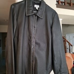 Ann Taylor black leather shirt